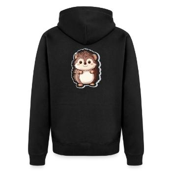 Igel - Unisex Premium Bio Zip Hoodie - Schwarz - Hinten - Nico (187cm)