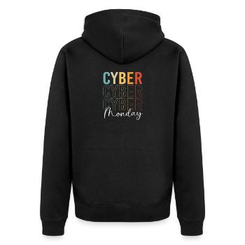 Kaufrausch Cyber Monday - Unisex Premium Bio Zip Hoodie - Schwarz - Hinten - Nico (187cm)