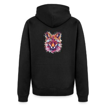 Fuchs Aquarell - Unisex Premium Bio Zip Hoodie - Schwarz - Hinten - Nico (187cm)