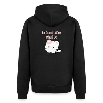 Oma kawaii pastellfarben - Unisex Premium Bio Zip Hoodie - Schwarz - Hinten - Nico (187cm)