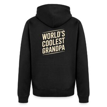 Worlds Coolest Grandpa Grandpa Saying Vintage - Unisex Premium Organic Zip Hoodie - black - Back - Nico (187cm)