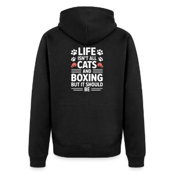 Boxing Saying Cats Boxer Funny Boxing Gift - Unisex Premium Organic Zip Hoodie - black - Back - Nico (187cm)