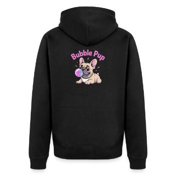 Bubble Pup Bouledogue Français avec bulle de savon - Veste à capuche bio Premium Unisexe - noir - Dos - Nico (187cm)