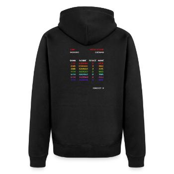 Hoher Punktestand - Unisex Premium Bio Zip Hoodie - Schwarz - Hinten - Nico (187cm)