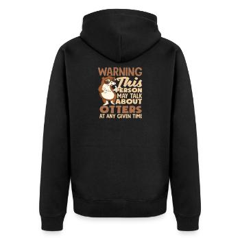 Seeotter-liebhaber-geschenk - Unisex Premium Bio Zip Hoodie - Schwarz - Hinten - Nico (187cm)