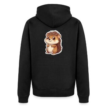 Igel - Unisex Premium Bio Zip Hoodie - Schwarz - Hinten - Nico (187cm)