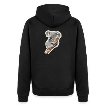 Koala - Unisex Premium Bio Zip Hoodie - Schwarz - Hinten - Nico (187cm)