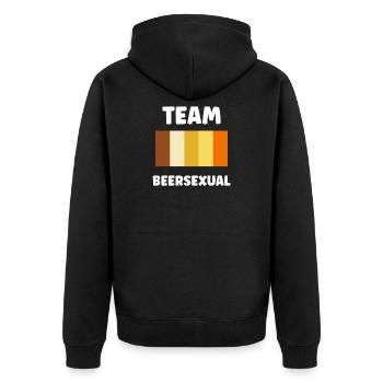 Team Beersexual Palette T-Shirt - Unisex Premium Bio Zip Hoodie - Schwarz - Hinten - Nico (187cm)