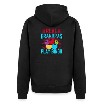 Bingo Game Real Grandpas Play Bingo - Unisex Premium Bio Zip Hoodie - Schwarz - Hinten - Nico (187cm)