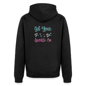 Diamond Painting Artist Get Your Sparkle On - Unisex Premium Bio Zip Hoodie - Schwarz - Hinten - Nico (187cm)