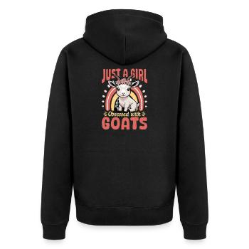 Funny Farm Animal Goat - Unisex Premium Bio Zip Hoodie - Schwarz - Hinten - Nico (187cm)