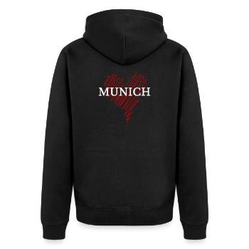J’adore Munich, souvenir Munich - Veste à capuche bio Premium Unisexe - noir - Dos - Nico (187cm)
