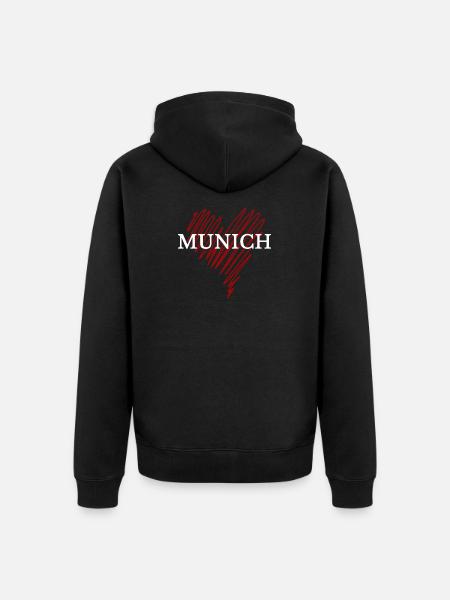 J’adore Munich, souvenir Munich - Veste à capuche bio Premium Unisexe - noir