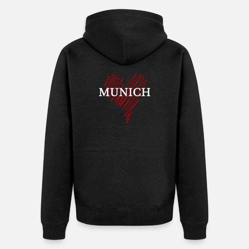 J’adore Munich, souvenir Munich - Veste à capuche bio Premium Unisexe - noir