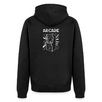 ARCADE Retro Arcade Slot Machine 80s 90s Gamer - Unisex Premium Organic Zip Hoodie - black - Back - Nico (187cm)