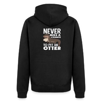 Sea Otter Cartoon Pet An Otter - Unisex Premium Organic Zip Hoodie - black - Back - Nico (187cm)