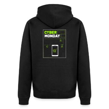 Kaufrausch Cyber Monday - Unisex Premium Bio Zip Hoodie - Schwarz - Hinten - Nico (187cm)