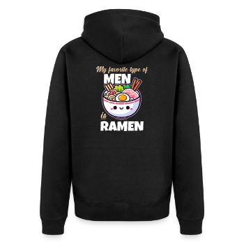 Mon type préféré ramen kawaii - Veste à capuche bio Premium Unisexe - noir - Dos - Nico (187cm)