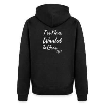 Je n’ai jamais voulu grandir - Veste à capuche bio Premium Unisexe - noir - Dos - Nico (187cm)