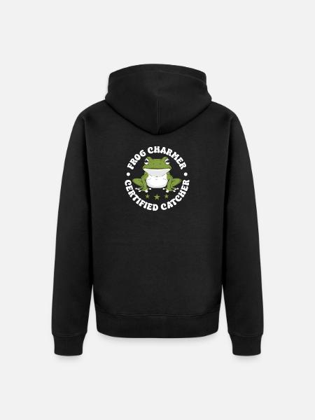 Frog Catcher Charmer Certified Frog - Unisex Premium Organic Zip Hoodie - black