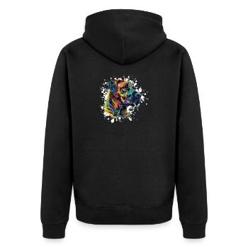 Color Explosion Dog Portrait - Unisex Premium Organic Zip Hoodie - black - Back - Nico (187cm)