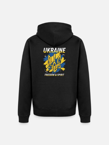 Ukraine Freedom Crest Art - Unisex Premium Organic Zip Hoodie - black
