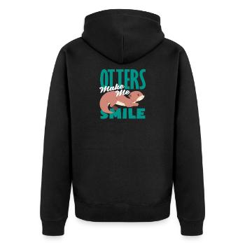 Sea Otter Cartoon Make Me Smile - Unisex Premium Organic Zip Hoodie - black - Back - Nico (187cm)