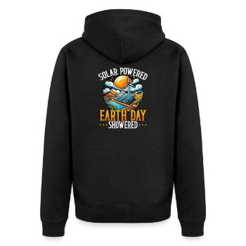 Solar Powered Earth Day Showered - Unisex Premium Organic Zip Hoodie - black - Back - Nico (187cm)