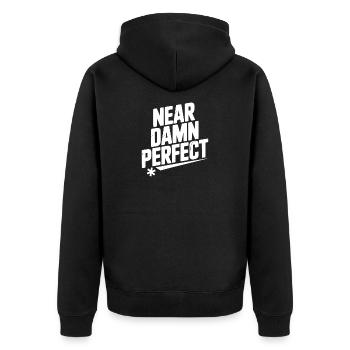 Near Damn Perfect - Unisex Premium Organic Zip Hoodie - black - Back - Nico (187cm)