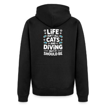 Diving Saying Cats Funny Diving Gift - Unisex Premium Organic Zip Hoodie - black - Back - Nico (187cm)