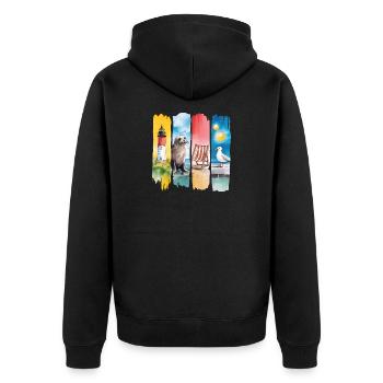 Phare maritime phoque mouette côte - Veste à capuche bio Premium Unisexe - noir - Dos - Nico (187cm)