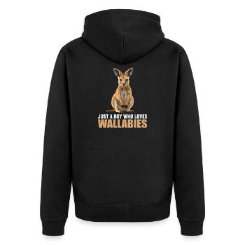 Wallabies Wallaby - Unisex Premium Organic Zip Hoodie - black - Back - Nico (187cm)