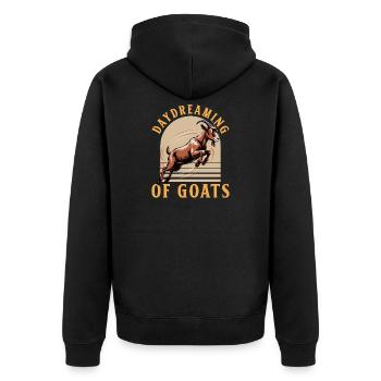 Funny Farm Animal Goat - Unisex Premium Bio Zip Hoodie - Schwarz - Hinten - Nico (187cm)