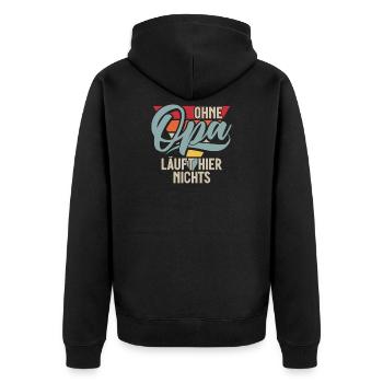 Ohne Opa Läuft Hier Nichts Retro - Unisex Premium Bio Zip Hoodie - Schwarz - Hinten - Nico (187cm)