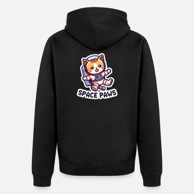 Space Paws – Pixel Cat in Space - Unisex Premium Bio Zip Hoodie - Schwarz
