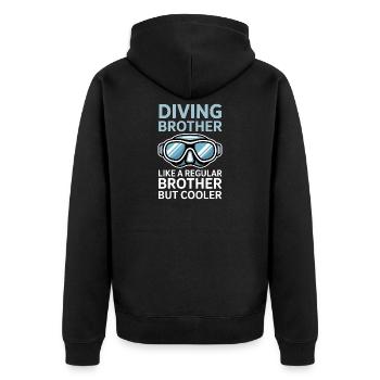 Tauchen Spruch Bruder Lustiges Tauchen Geschenk - Unisex Premium Bio Zip Hoodie - Schwarz - Hinten - Nico (187cm)