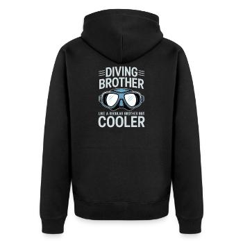 Tauchen Spruch Bruder Lustiges Tauchen Geschenk - Unisex Premium Bio Zip Hoodie - Schwarz - Hinten - Nico (187cm)