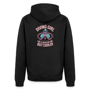 Diving Saying Girl Funny Diving Gift - Unisex Premium Organic Zip Hoodie - black - Back - Nico (187cm)