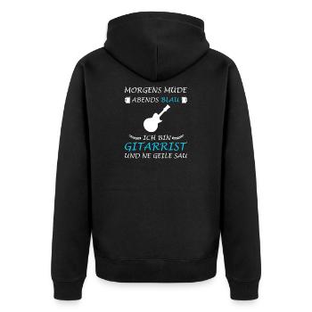 Gitarre Spruch Band Musikinstrument E-Gitarre - Unisex Premium Bio Zip Hoodie - Schwarz - Hinten - Nico (187cm)