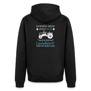 Farmer Agriculture Tractor Tractor Driver - Unisex Premium Organic Zip Hoodie - black - Back - Nico (187cm)