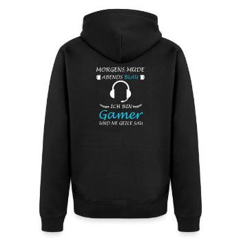 Zocker Nerd Konsolenspieler Gamer Zocken - Unisex Premium Bio Zip Hoodie - Schwarz - Hinten - Nico (187cm)