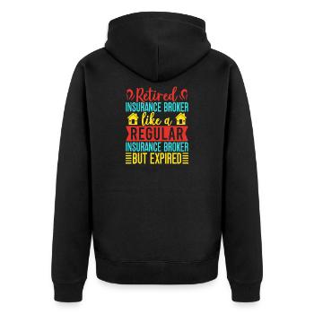 Insurance Agent Regular But Expired Funny - Unisex Premium Bio Zip Hoodie - Schwarz - Hinten - Nico (187cm)