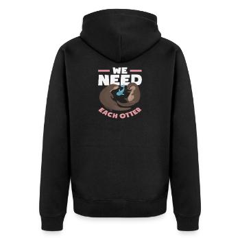 Sea Otter We Need Every Otter - Unisex Premium Organic Zip Hoodie - black - Back - Nico (187cm)
