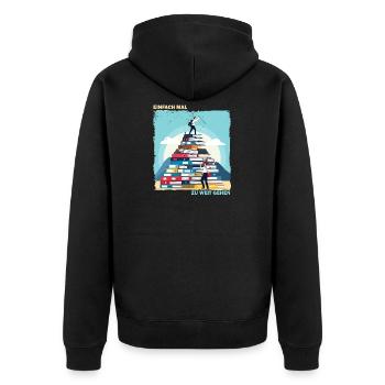 Pile de livres Rise - Veste à capuche bio Premium Unisexe - noir - Dos - Nico (187cm)