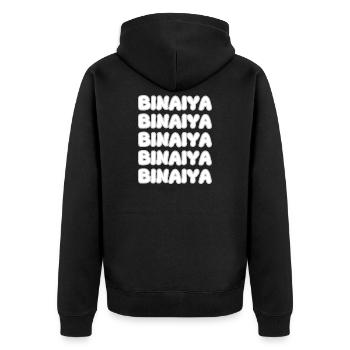 Climbing Binaiya - Unisex Premium Organic Zip Hoodie - black - Back - Nico (187cm)