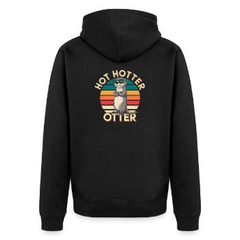  Hot Hotter Otter Lustiger Otter Spruch Retro - Unisex Premium Bio Zip Hoodie - Schwarz - Hinten - Nico (187cm)