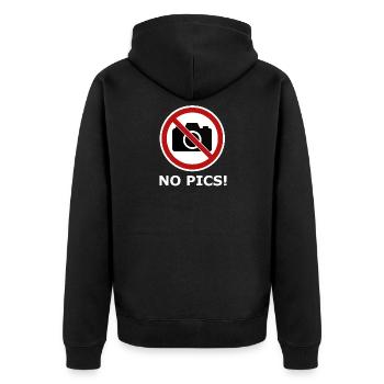 Kein Foto Symbol - Unisex Premium Bio Zip Hoodie - Schwarz - Hinten - Nico (187cm)
