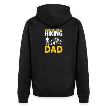 Kinda Busy Being a Hiking Dad Trail Life Humor - Unisex Premium Bio Zip Hoodie - Schwarz - Hinten - Nico (187cm)