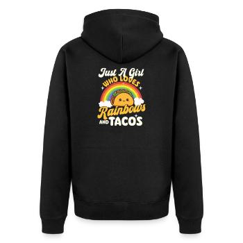Juste une fille qui aime les arcs-en-ciel et les tacos - Veste à capuche bio Premium Unisexe - noir - Dos - Nico (187cm)