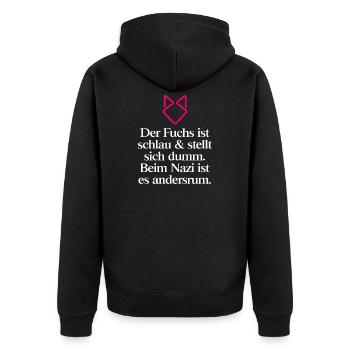 Gegen Rechts - Unisex Premium Bio Zip Hoodie - Schwarz - Hinten - Nico (187cm)